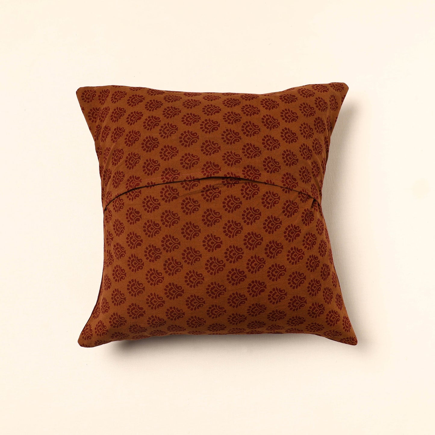 Maroon - Bagh Block Printed Cotton Cushion Cover (16 x 16 in) 07