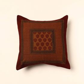 Maroon - Bagh Block Printed Cotton Cushion Cover (16 x 16 in) 07