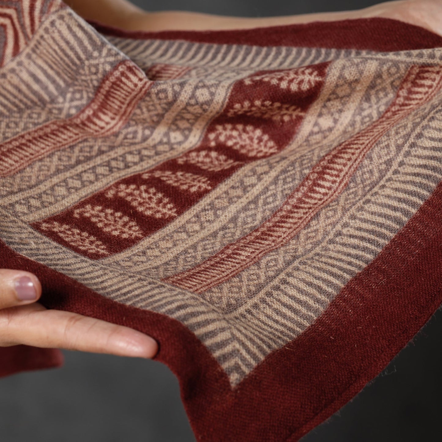  Bagh Block Printed Natural Dyed Woolen Muffler (61 in) 