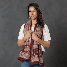  Bagh Block Printed Natural Dyed Woolen Muffler (61 in) 