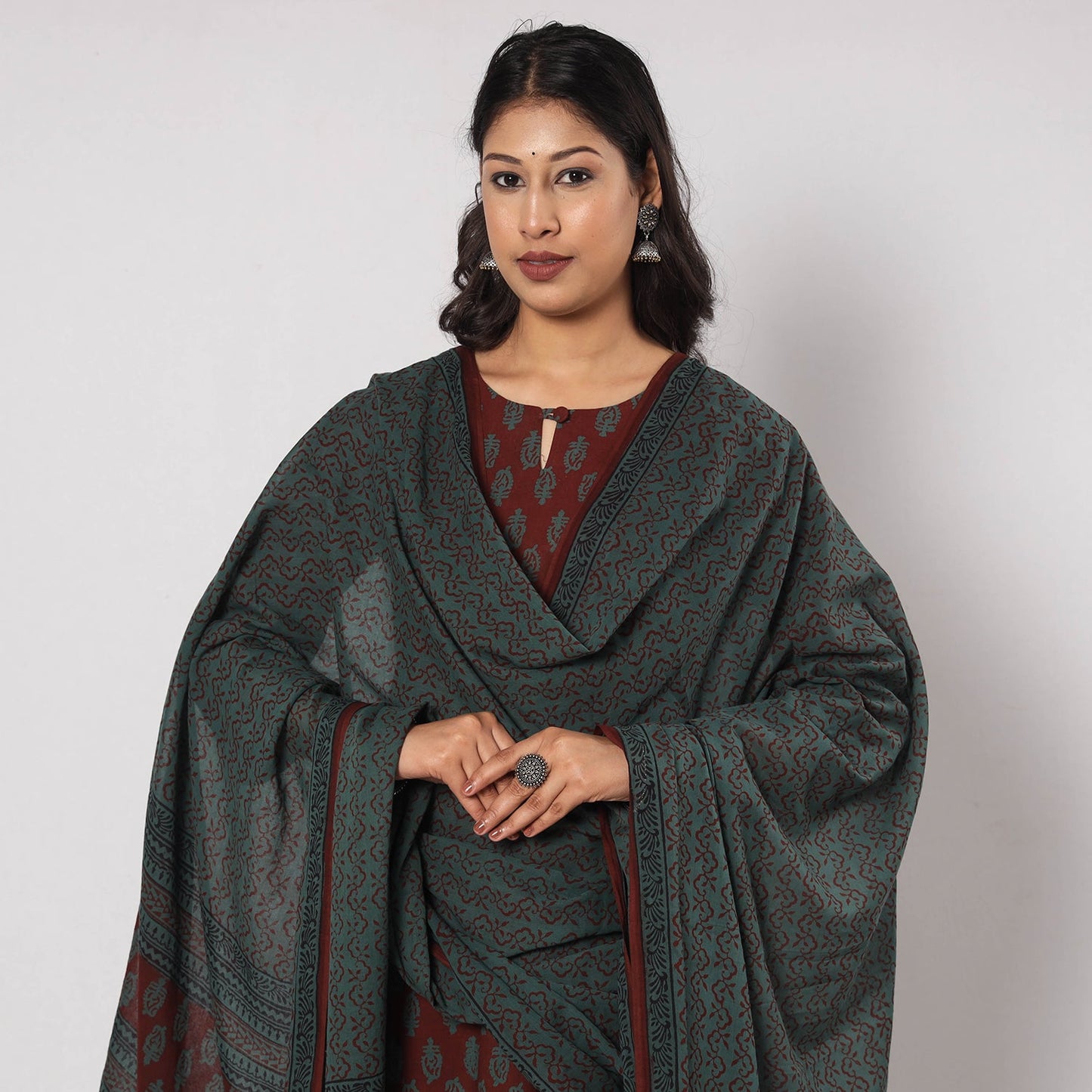  Bagh Block Printing Cotton Kurta with Palazzo & Dupatta Set 