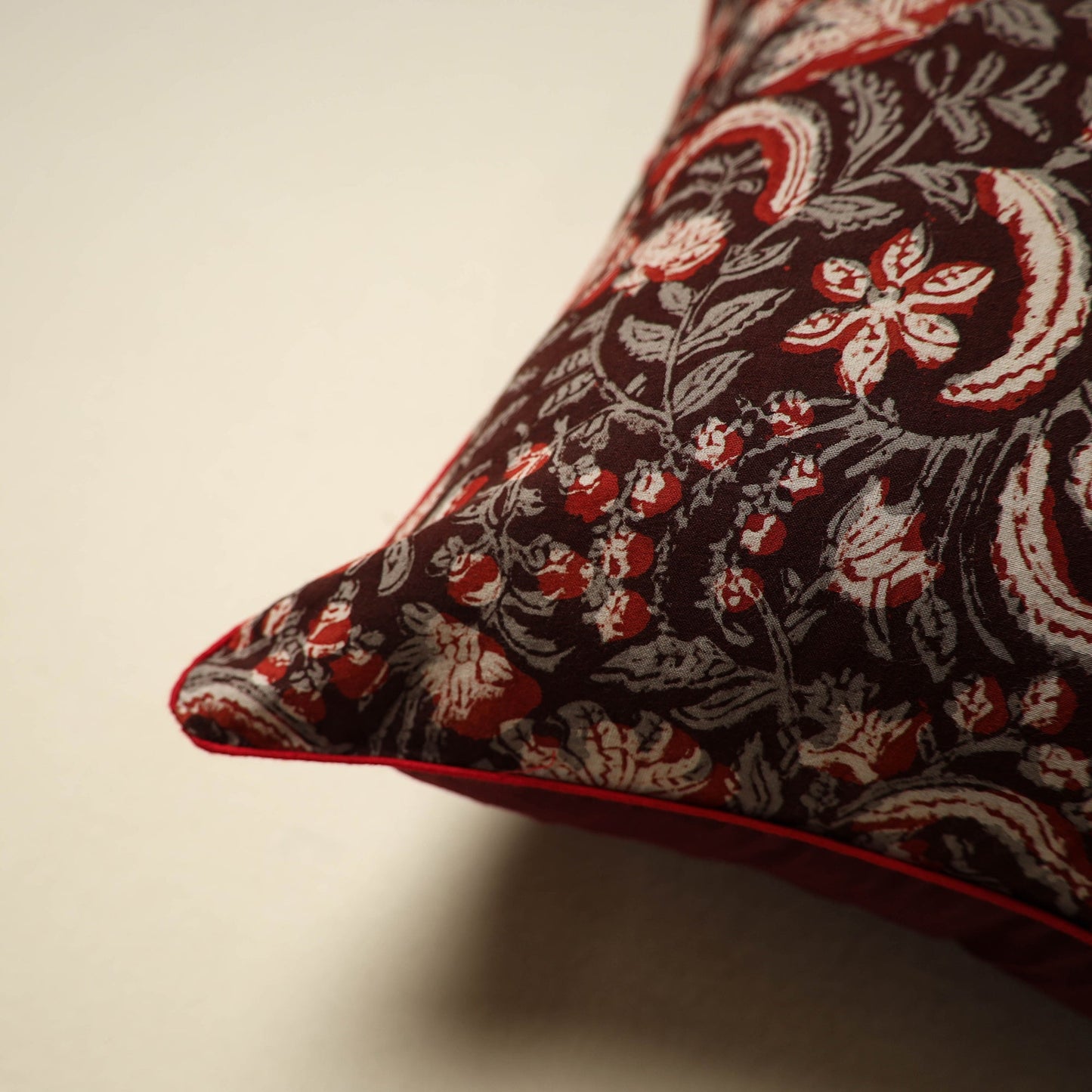 Maroon - bagru cotton cushion cover 23 - handcrafted
