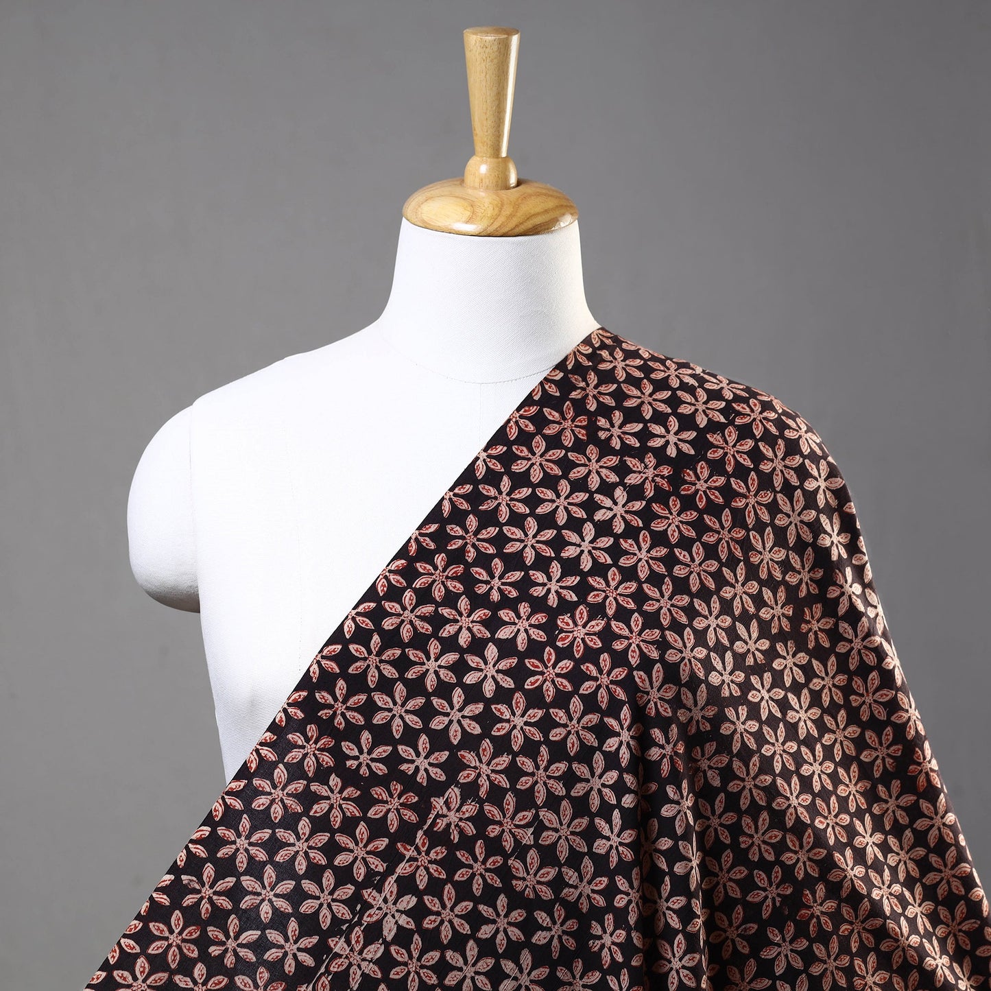 Maroon Traditional Bagru Print Fabric from Rajasthan