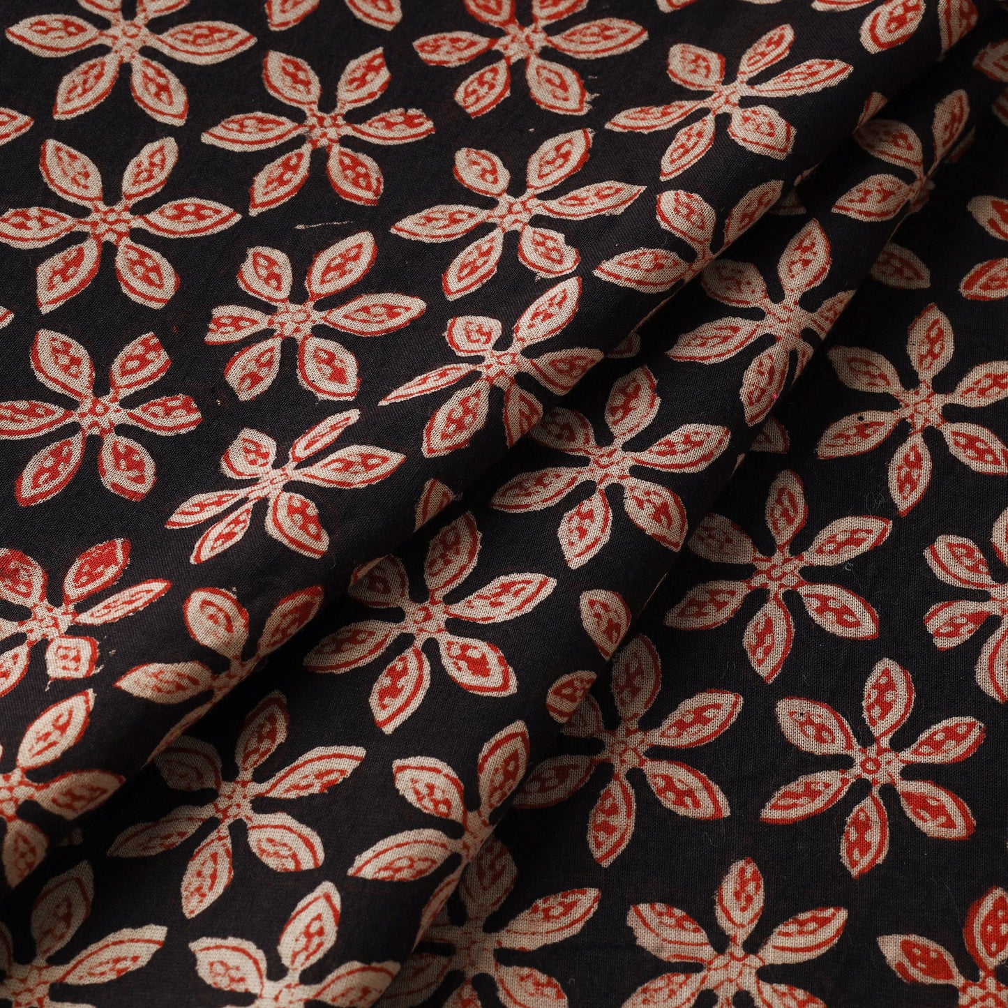 Maroon Traditional Bagru Print Fabric from Rajasthan