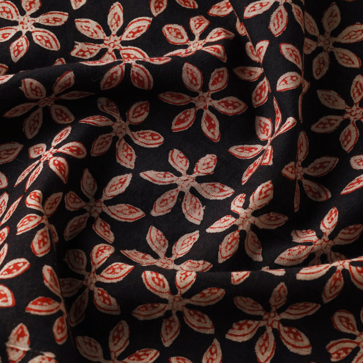 Maroon Traditional Bagru Print Fabric from Rajasthan