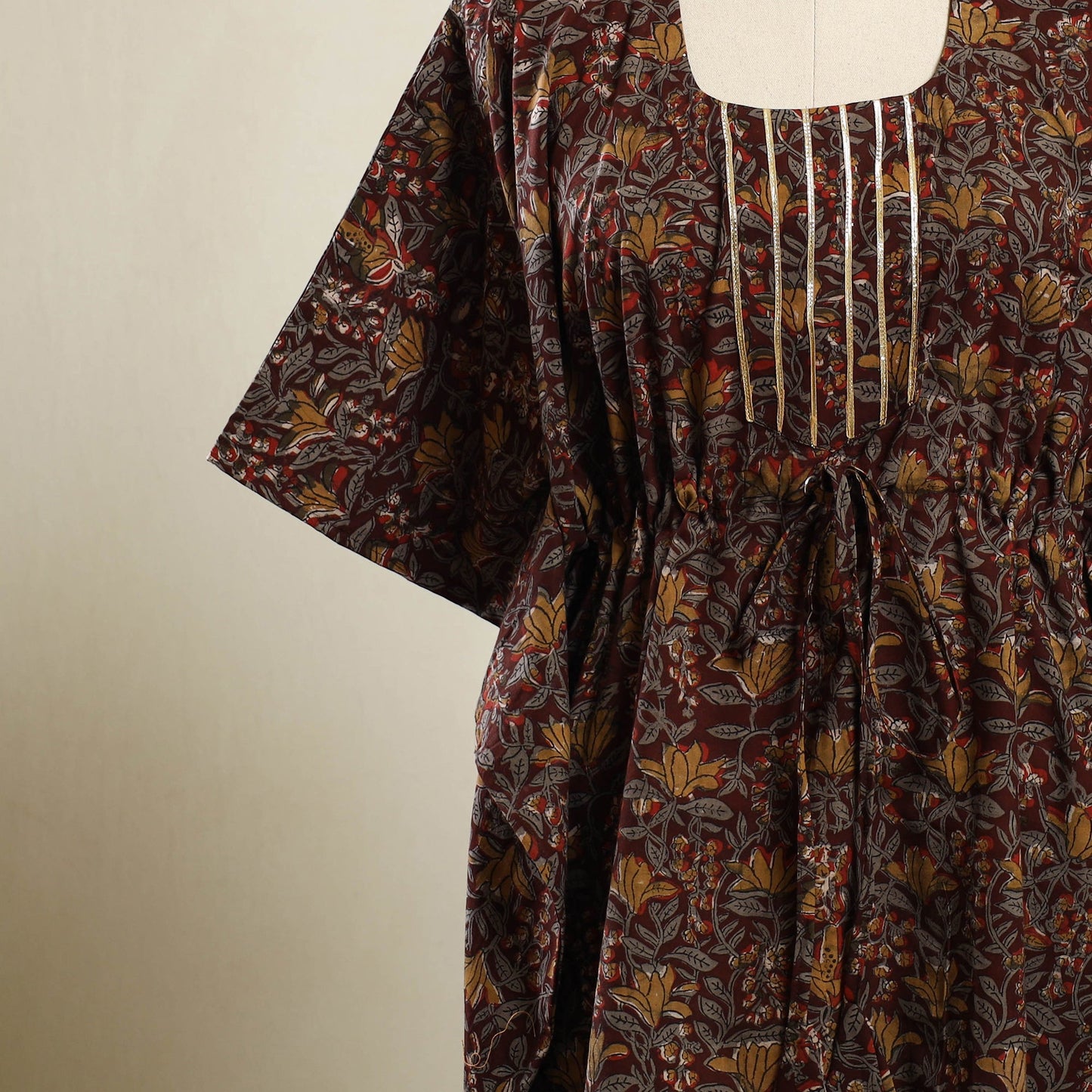 Buy Maroon Bagh Block Print Cotton Kaftan