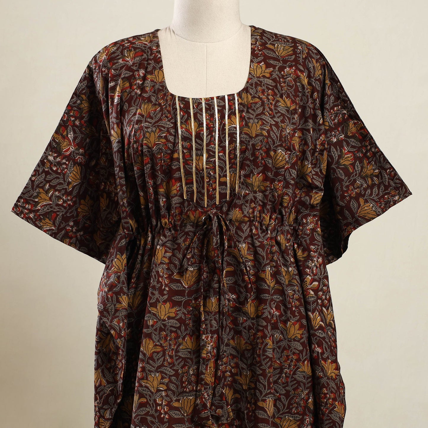 Buy Maroon Bagh Block Print Cotton Kaftan