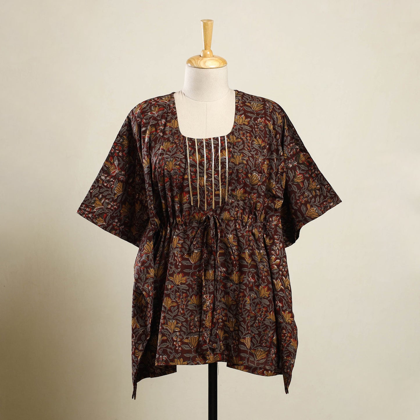 Buy Maroon Bagh Block Print Cotton Kaftan