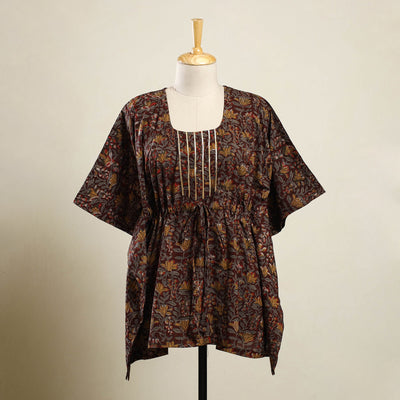 Buy Maroon Bagh Block Print Cotton Kaftan
