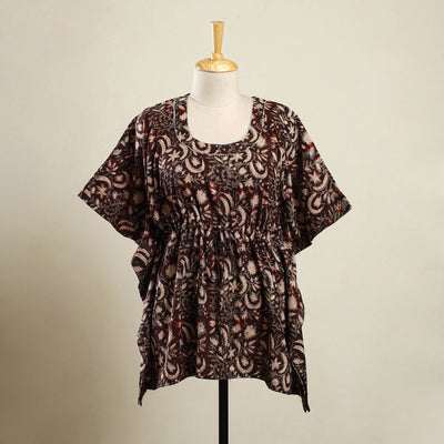 Buy Maroon Bagh Block Print Cotton Kaftan