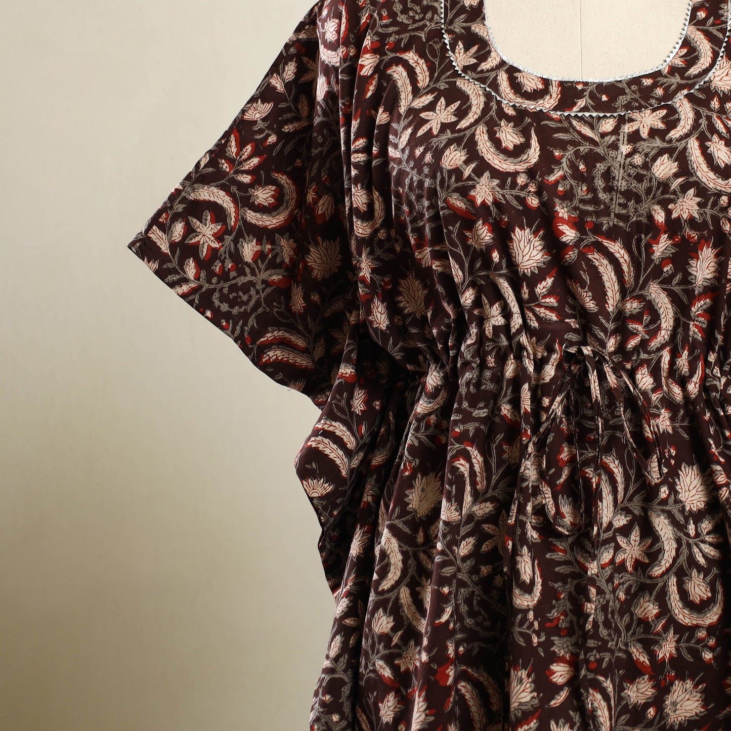 Buy Maroon Bagh Block Print Cotton Kaftan