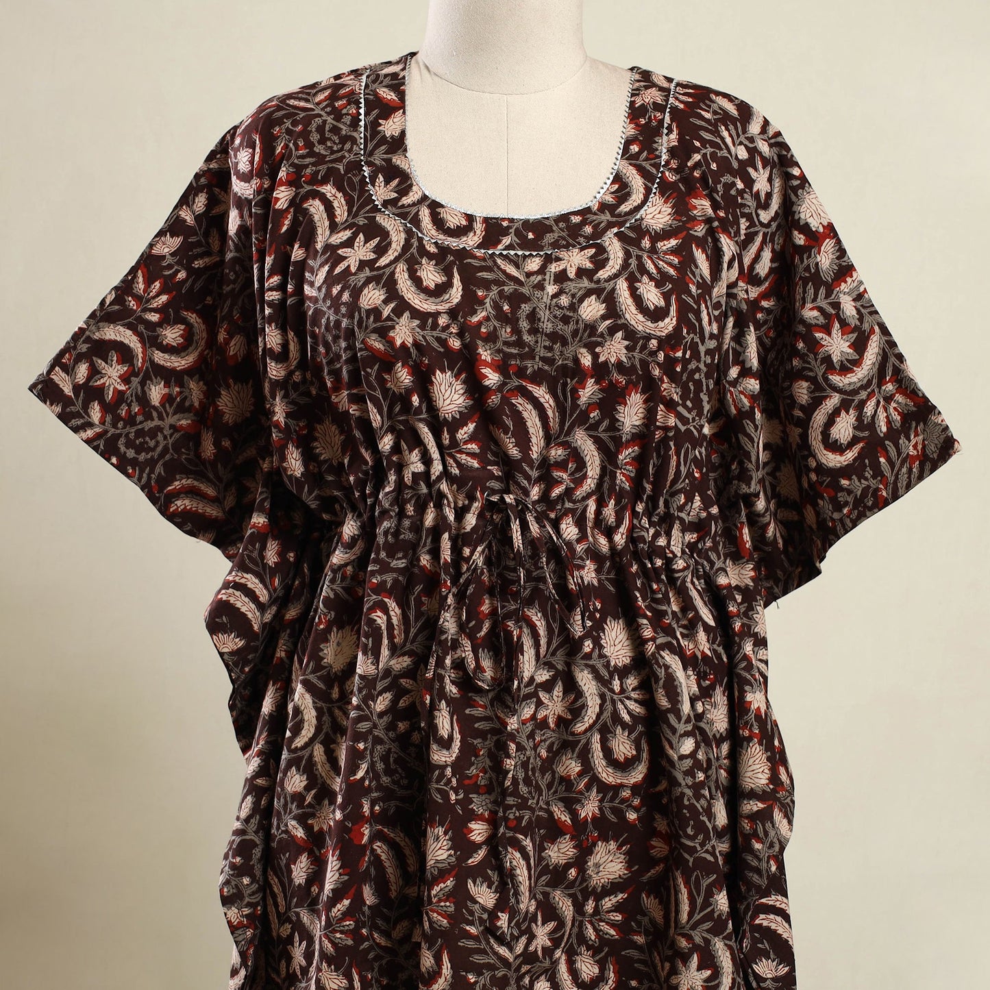 Buy Maroon Bagh Block Print Cotton Kaftan