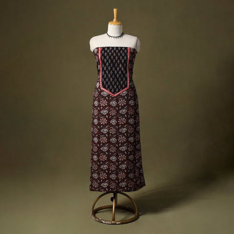 Maroon Bagru Print Cotton Unstitched Kurta Material