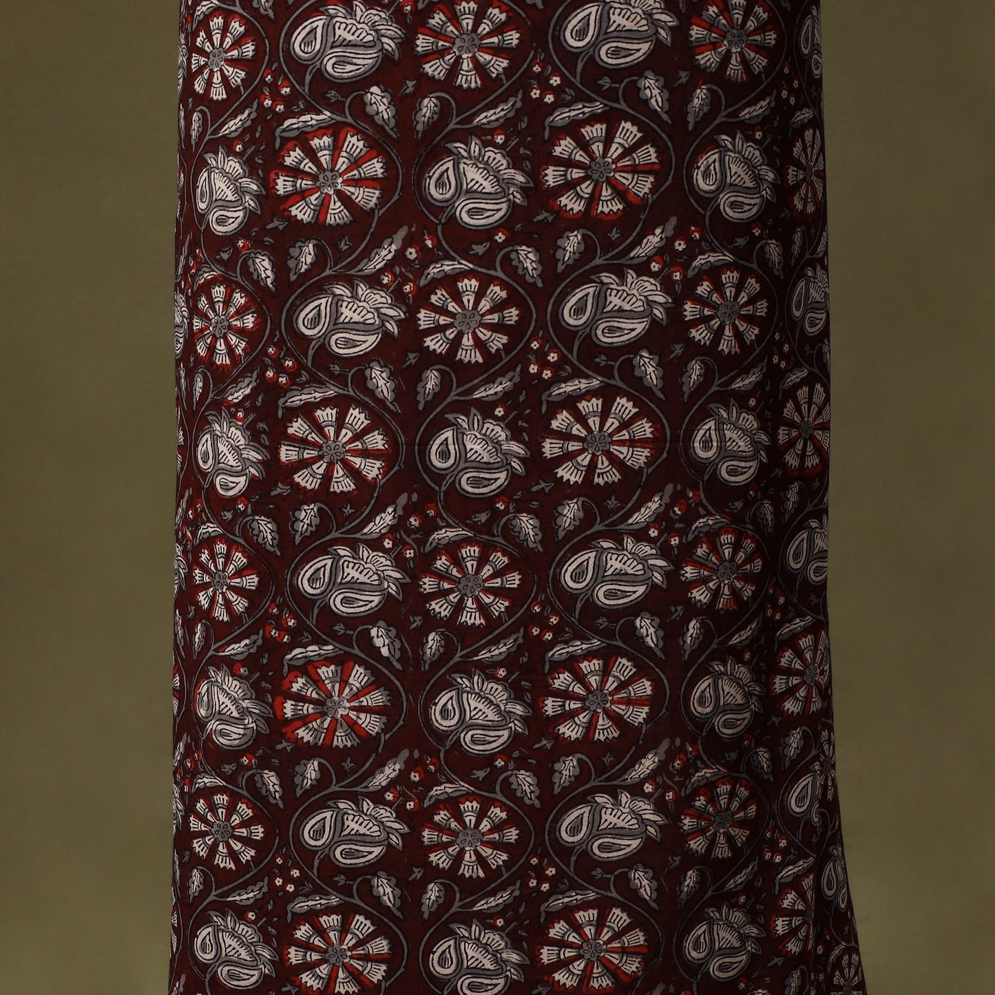 Maroon Bagru Print Cotton Unstitched Kurta Material