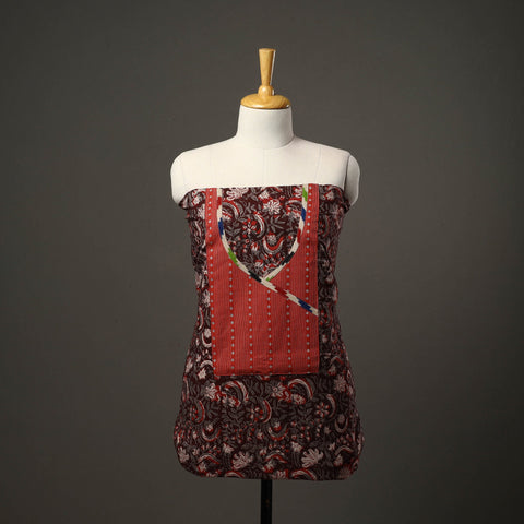 Maroon - bagru cotton unstitched kurta material