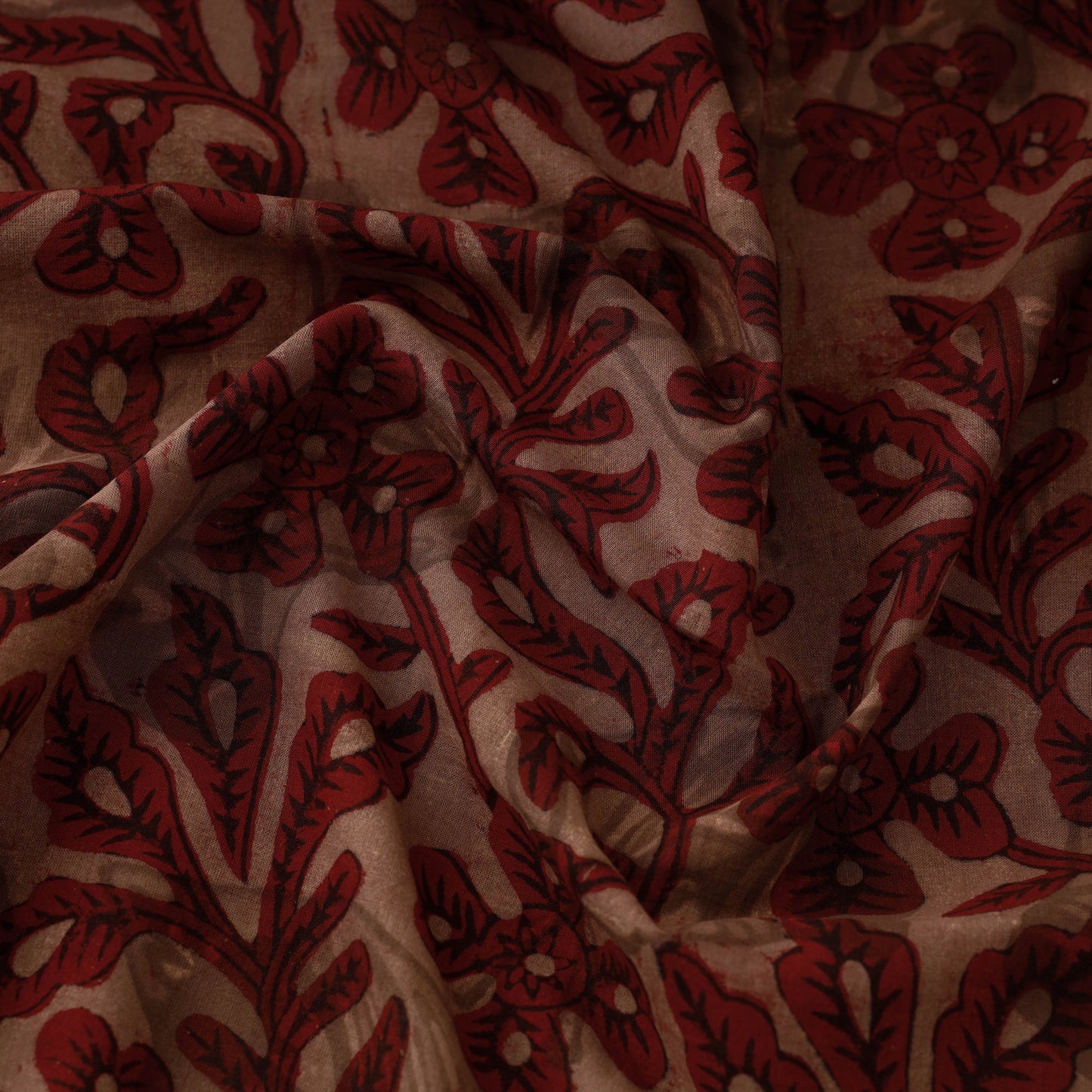 Maroon - bagru dabu hand printed fabric - handcrafted