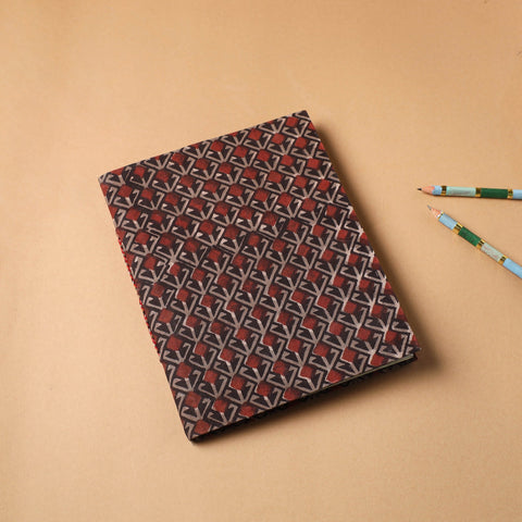 Maroon Bagru Fabric Cover Handmade Paper Notebook