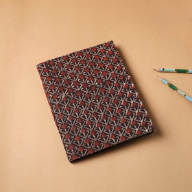 Maroon Bagru Fabric Cover Handmade Paper Notebook
