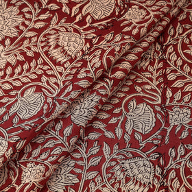 Maroon - bagru natural dyed cotton fabric 12 - handcrafted
