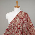 Maroon - bagru natural dyed cotton fabric 12 - handcrafted