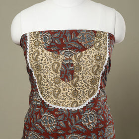 Buy Maroon Bagru Print Patchwork Cotton Kurta Material