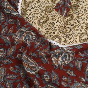 Buy Maroon Bagru Print Patchwork Cotton Kurta Material