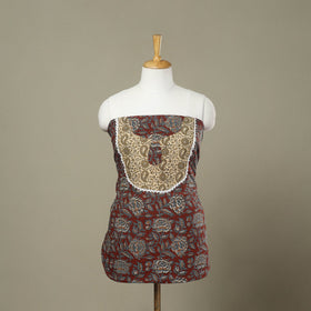 Buy Maroon Bagru Print Patchwork Cotton Kurta Material