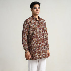 Maroon - bagru printed cotton men short kurta 08