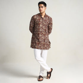 Maroon - bagru printed cotton men short kurta 08