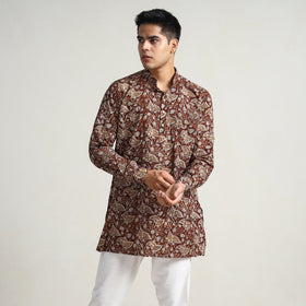 Maroon - bagru printed cotton men short kurta 08