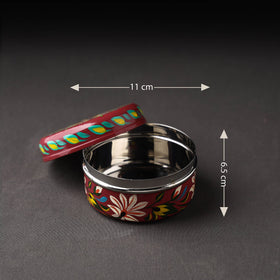  Maroon Banaras Handpainted Stainless Steel Container