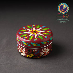  Banaras Maroon Handpainted Stainless Steel Container