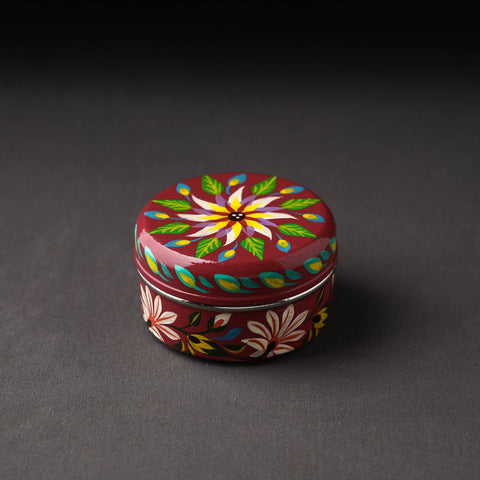  Maroon Banaras Handpainted Stainless Steel Container