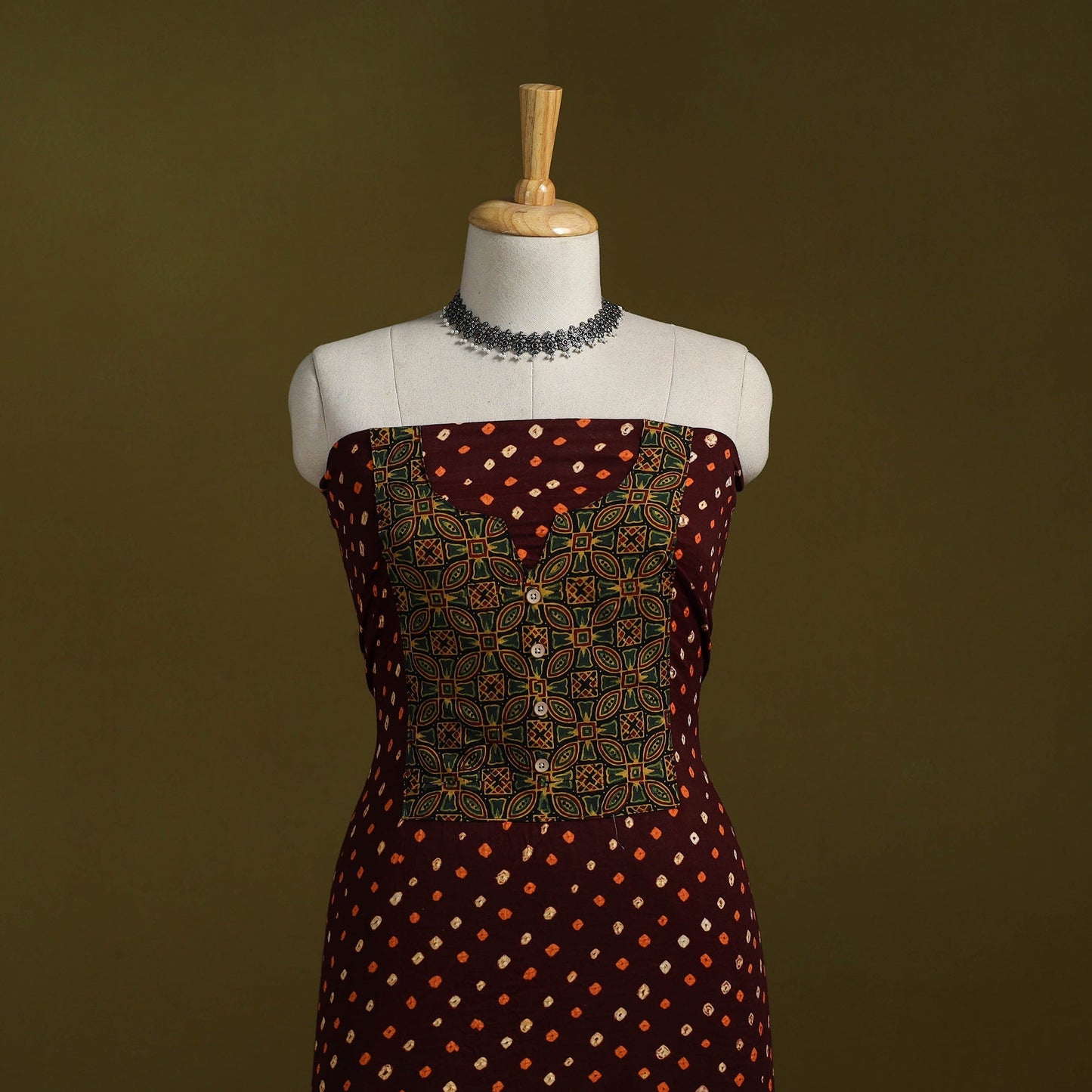 Bandhani patchwork cotton unstitched kurta material (3m) 19