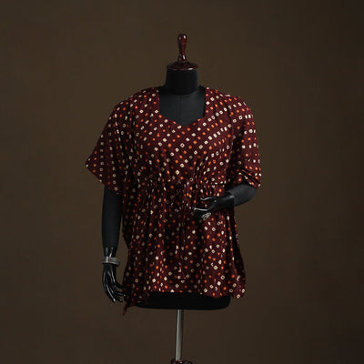 Bandhani tie-dye cotton kaftan (short) 17 - handcrafted