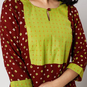  Bandhani Tie-dye Cotton Long Straight Kurta for Women