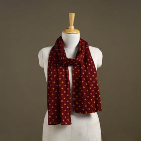 Maroon Bandhani Tie-Dye Cotton Stole