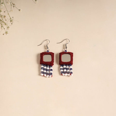 Banjara embroidery mirror & bead work handmade earrings 03