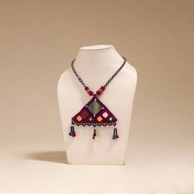 Banjara embroidery mirror & bead work handmade necklace 02
