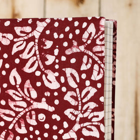 Maroon - Batik Fabric Cover Handmade Paper Notebook (9 x 7 in)