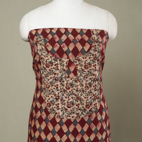  Maroon Batik Print Patchwork Cotton Kurta Material