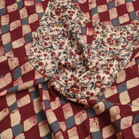  Maroon Batik Print Patchwork Cotton Kurta Material