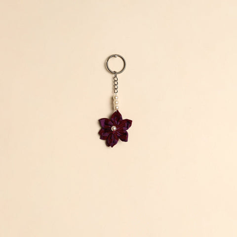 Beaded fabart flower keychain 18 - handcrafted