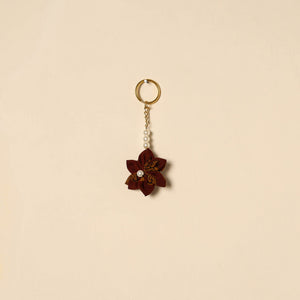 Beaded fabart flower keychain 49 - handcrafted