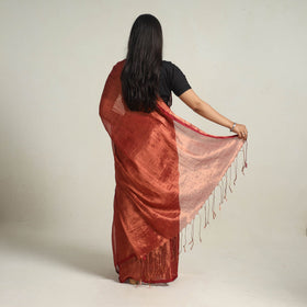 Maroon Bengal Fine Tissue Zari Saree Online at iTokri.com