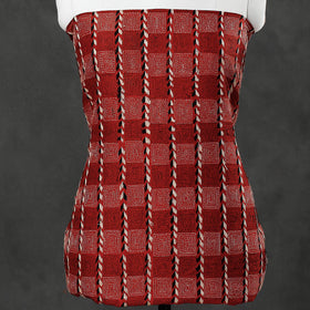 Maroon - Bengal Kantha Hand Embroidered Mulberry Silk Kurta Material - 3 Meter