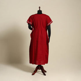 Maroon - bengal kantha hand embroidery cotton kaftan (long)