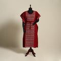 Maroon Bengal Kantha Hand Embroidery Cotton Kaftan (Long) 