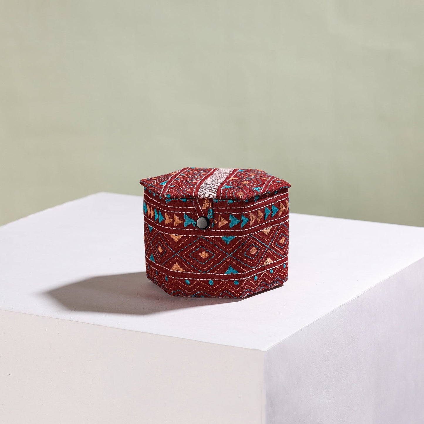  Bengal Kantha Work Handcrafted Hexagon Jewelry Box (Set of 3) 