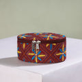 Maroon Bengal Kantha Work Handcrafted Oval Jewelry Box with Mirror 